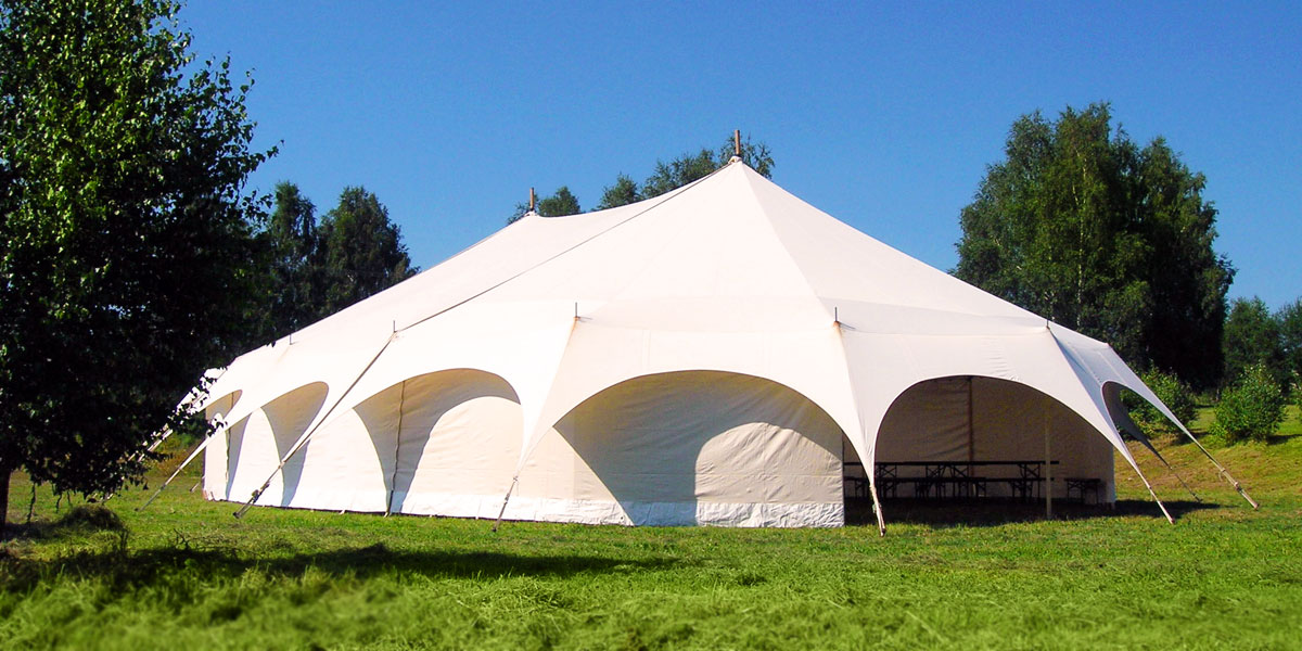 Marquee tents with curved canvas design
