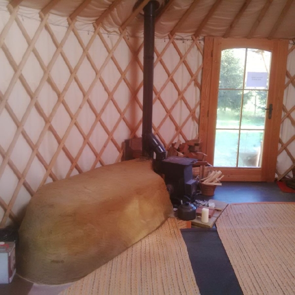 Yurt cob stove from World Tents